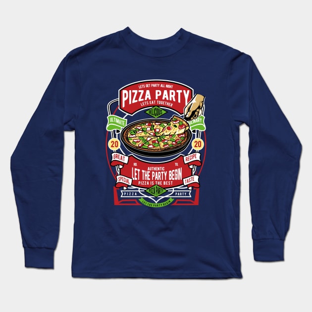 Pizza Party Theme Long Sleeve T-Shirt by Mako Design 